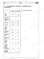 Landini 5860-9880 engine torque specification table for 3 and 4 cylinder engines, listing Nm values for head, rods, and flywheel.