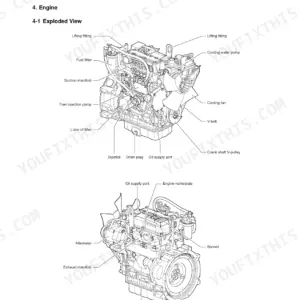 Manitou America Z17 GEN:2, 170Z NXT2 engine exploded view showing fuel filter, pump, alternator, and starter motor.