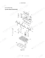 Manitou America Z25, 250Z engine cylinder head exploded view diagram showing valve train and head gasket components.