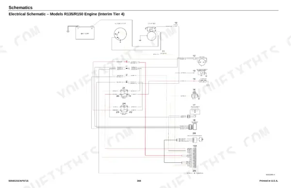 Manitou Americas Gehl R135/R150/R165 & Mustang 1350R/1500R/1650R engine electrical schematic