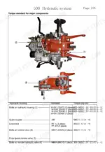 Maxxfarm 25/30 hydraulic housing torque specifications table and component identification diagrams.