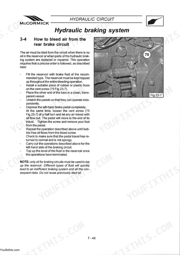 McCormick C60 service manual - Hydraulic Circuit