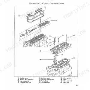 McCormick CT28, CT36 exploded view of cylinder head and valves.