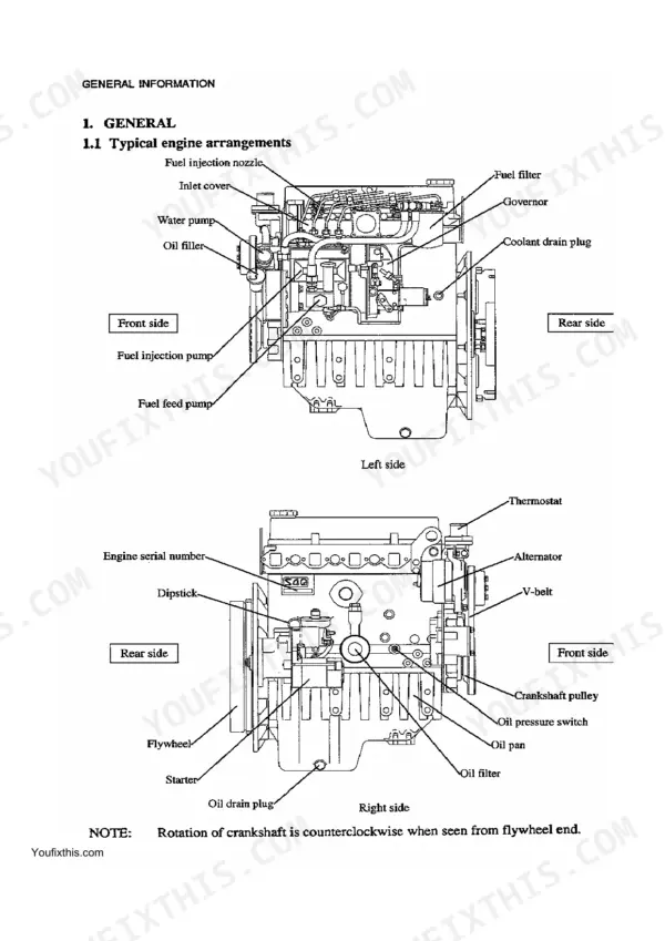 McCormick CT41, CT47 engine arrangement diagram.
