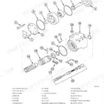 McCormick CX50-CX105 exploded view diagram of steering pump components, including spool, sleeve, rotor, and relief valve.