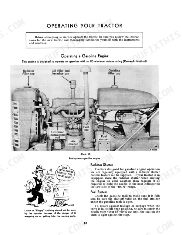 Mccormick Farmall 230, McCormick Farmall 230 Tractor engine fuel system diagram and operating instructions.