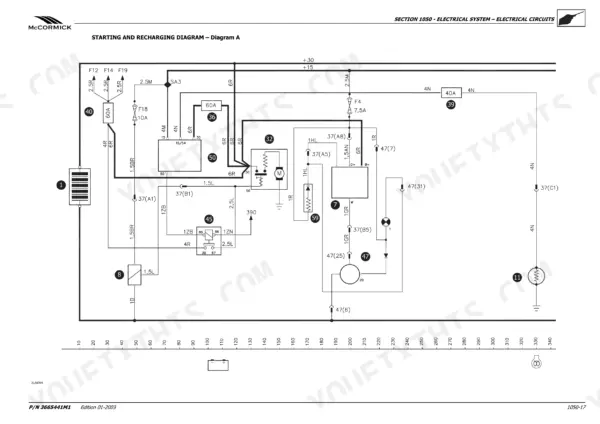 McCormick GX 40, GX 45, GX 50 starting and recharging electrical system wiring diagram A