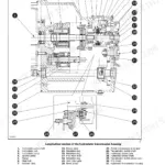 McCormick GX 40H, GX 45H, GX 50H hydrostatic transmission housing longitudinal section diagram with numbered parts list.