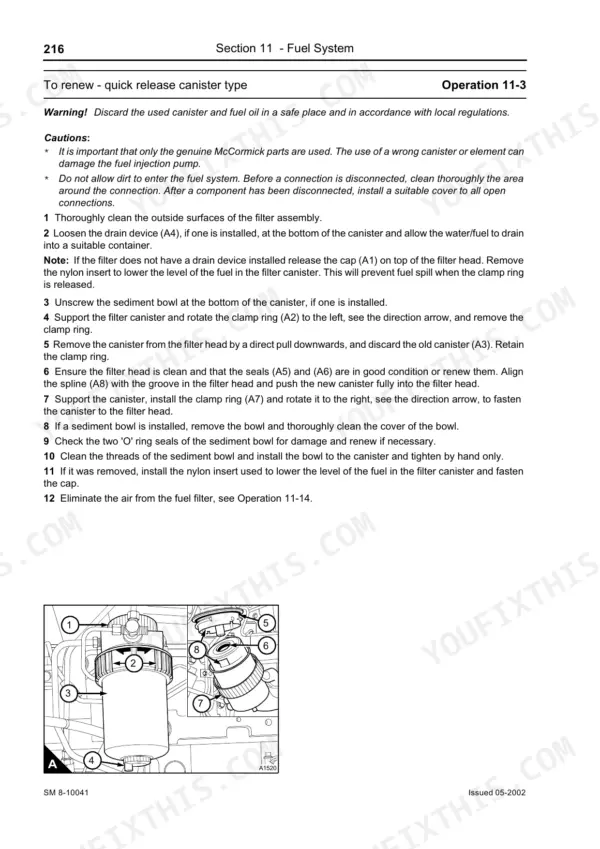 McCormick MC80-MC135 service manual - Section 11 - Fuel System