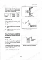 mitsubishi-s4k-s6k-excavator-service-manual-99499-10190-system-diagram-70.webp Mitsubishi S4K, S6K flywheel face runout measurement, ring gear replacement procedure, and crankshaft pulley V-belt inspection.