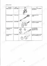 mitsubishi-s4k-s6k-excavator-service-manual-99499-10190-torque-27.webp Mitsubishi S4K, S6K special tools table listing part numbers and diagrams for pullers, gauges, and seal installers.