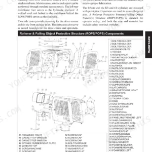 Mustang 2026, 2041 exploded view diagram of ROPS/FOPS components, including windows, seals, and hardware parts list.