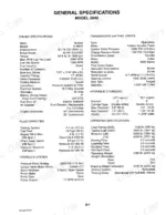 mustang-2040-2050-skid-steer-loader-service-manual-001-49966-specs-7.webp Mustang 2040, 2050 general specifications table including engine, transmission, hydraulic, and operating data.