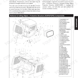 Mustang 2066, 2076, 2086 exploded view diagram of ROPS/FOPS mainframe components and parts list.