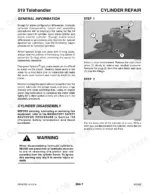 mustang-519-telehandler-service-manual-913302-exploded-view-169.webp Mustang 519 telehandler hydraulic cylinder repair procedures, load check valve removal, and cylinder disassembly steps.
