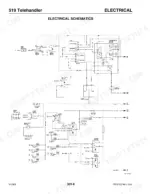 mustang-519-telehandler-service-manual-913302-wiring-56.webp Mustang 519 telehandler electrical schematic showing park brake, transmission control, lighting, and heater circuits.