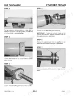mustang-634-telehandler-service-manual-913251-exploded-view-217.webp Mustang 634 telehandler hydraulic cylinder repair procedure steps 2 through 7 showing gland nut and piston removal.