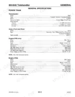 mustang-642-844-telehandler-service-manual-913250-specs-23.webp Mustang 642, 844 telehandler general specifications table for powertrain, transmission, axles, and John Deere engines.