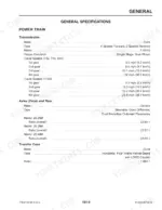 mustang-742-to-1155-telehandler-service-manual-913237-specs-17.webp Mustang 742, 744, 944, 1155 power train specifications table for transmission, travel speeds, axles, and transfer case.