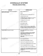 mustang-920-930a-skid-steer-loader-service-manual-008-12909-troubleshooting-37.webp Mustang 920, 930A hydraulic system troubleshooting table for slow, jerky, or no hydraulic action symptoms.