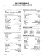 mustang-930-to-940e-skid-steer-loader-service-manual-000-12909-specs-7.webp Mustang 930, 940, 960, 920E, 930A, 940E general specifications table for engine, transmission, hydraulics, and capacities.