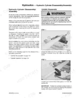 mustang-al-406-al506-articulated-loader-service-manual-50940008-exploded-view-147.webp Mustang AL 406, AL506 hydraulic cylinder disassembly procedure steps, including clamping and head gland removal.
