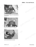 mustang-al-406-al506-articulated-loader-service-manual-50940008-troubleshooting-103.webp Mustang AL 406, AL506 service manual page showing steps 11-13 for front axle removal, including mounting bolt removal.