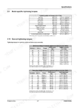 mustang-me3803zt-compact-excavator-service-manual-918207-torque-29.webp Mustang ME3803ZT torque specification tables for model-specific components and hydraulic hose fittings.