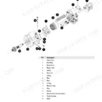 Mustang ME7503ZT hydraulic pump unit exploded view diagram with numbered parts list including gear pump and drive unit.