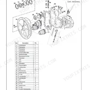 Mustang ME8002 exploded view of double variable-displacement pump with numbered parts list and component descriptions.