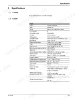 mustang-me8003-compact-excavator-service-manual-918170-specs-31.webp Mustang ME8003 engine specifications table for Yanmar 4TNV98-VNS diesel engine including torque, pressure, and displacement.