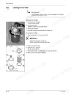 mustang-ml-28-all-wheel-steer-loader-service-manual-918133-procedures-36.webp Mustang ML 28 service manual page showing procedures for cleaning and replacing the fuel filter assembly.