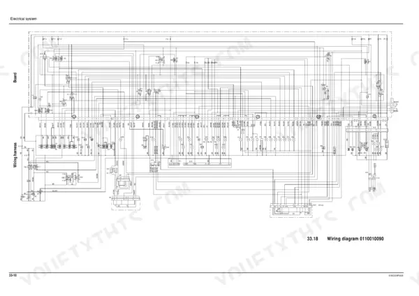 Mustang ML 28 electrical system wiring diagram 0110010090 showing board and wiring harness connections and components.