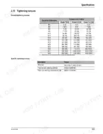 mustang-ml-48t-all-wheel-steer-loader-service-manual-918139-torque-25.webp Mustang ML 48T service manual page showing general and specific tightening torque tables for fasteners and components.