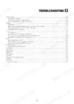 mustang-mtl312-track-loader-service-manual-917367-troubleshooting-199.webp Mustang MTL312 troubleshooting section table of contents for machine, travel, lift arm, bucket, and hydraulic systems.
