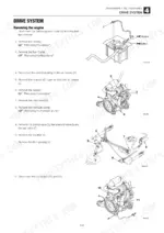 mustang-mtl320-track-loader-service-manual-917343-procedures-124.webp Mustang MTL320 service manual page showing engine removal procedures, battery, air cleaner, and hydraulic pump diagrams.