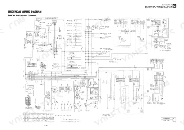 Mustang MTL325 electrical wiring diagram showing Kubota engine, fuse box, relays, and cabin control components.