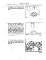 New Holland 1431 gearbox repair: checking gear contact patterns, measuring backlash with dial indicator, and gear inspection.