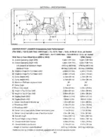 New Holland 555E, 575E, 655E, 675E center pivot loader dimensions and performance specification table and diagram.