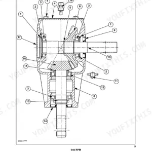 New Holland BR7060, BR7070 exploded view diagram of the implement driveline gearbox components with numbered parts.