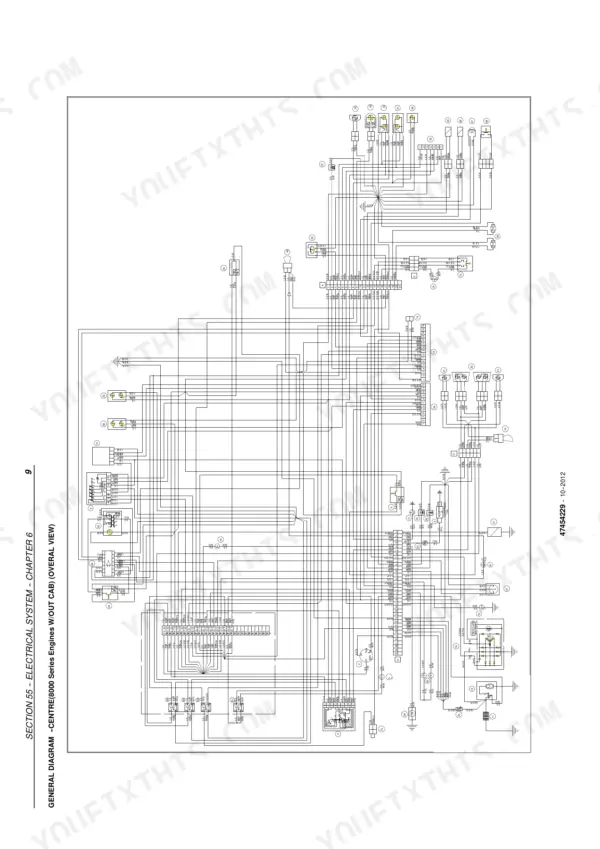 New Holland TD5.65-TD5.110 electrical system general wiring diagram for 8000 series engines without cab.