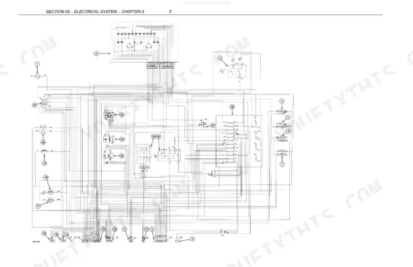 New Holland TN55, TN65, TN70, TN75 electrical system wiring diagram showing instrument cluster and relay connections