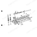 Perkins Engines Limited G4.236 exploded view diagram of the cylinder head assembly, valves, and rocker arm shaft.