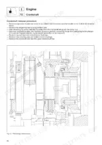 same-dorado-to-85-tractor-workshop-manual-307-1064-3-0-procedures-46.webp Same DORADO 55-85 engine crankshaft removal procedure and rear flange cross-section diagram.