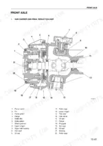 same-rubin-to-150-tractor-workshop-manual-exploded-view-101.webp Same Rubin 120, 135, 150 front axle hub carrier and final reduction unit cross-section diagram.