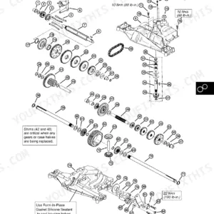 Scotts S1642, S1742, S2046, S2546 Limited Edition, TM1776 transaxle exploded view showing gear and component locations.