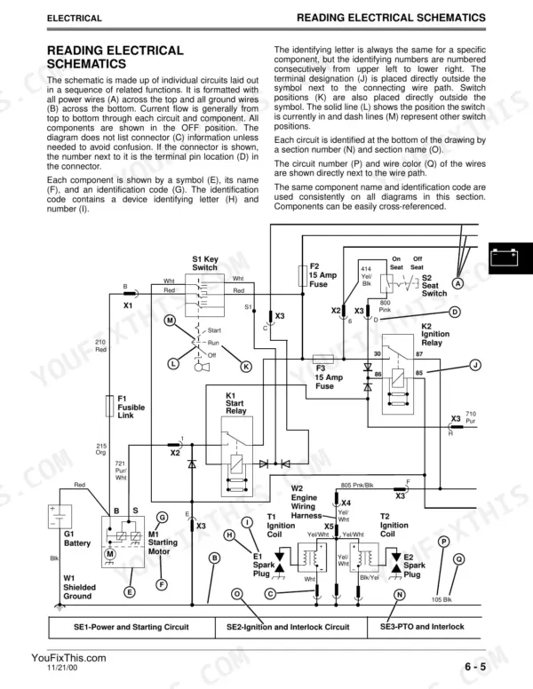 Scotts S1642, S1742, S2046, S2546 Limited Edition, TM1776 electrical schematic showing key switch, relays, and ignition.
