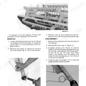 Sperry New Holland 495 service manual page showing removal and disassembly procedures for reel tine bar bearings.