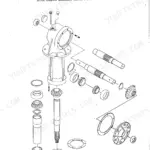 Sperry New Holland 96 rotary hay mower exploded view of the center and right-hand rotor gearbox assembly components.