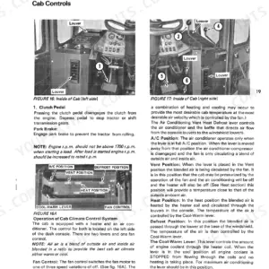 Steiger COUGAR ST250, ST251, ST270 cab controls, climate system operation, and heater/AC lever instructions.